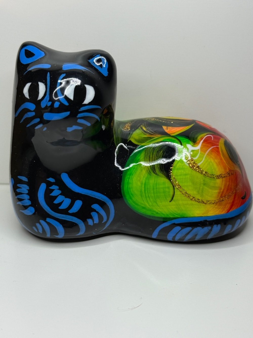 Mexico collectible cat pottery glazed adorable sitting ceramic figurine